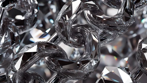 Intricate Diamond Chain Links in Hyper-Realistic Digital Art.