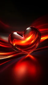 Glowing Red Heart: Digital Light Form.