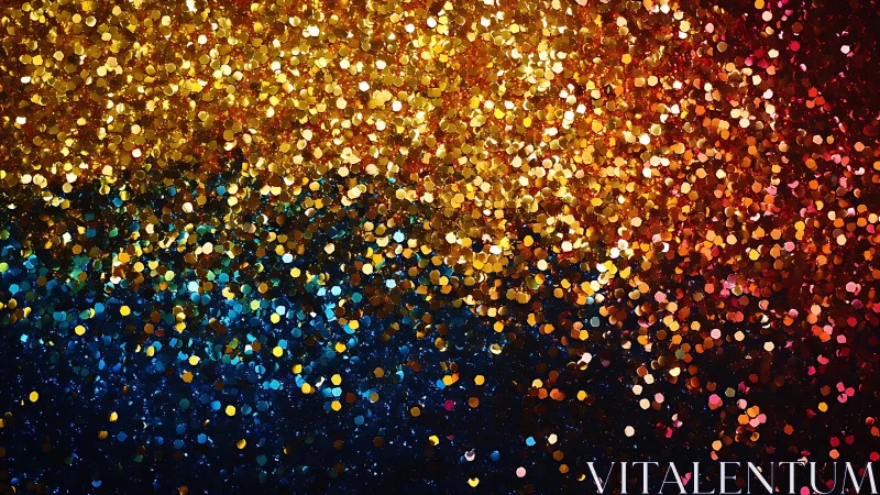 Radiant gold and blue glitter field in vivid gradient burst.