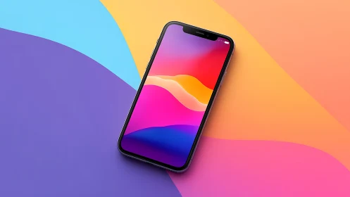 Modern Smartphone Glows Within Kaleidoscopic Gradient Dreams.