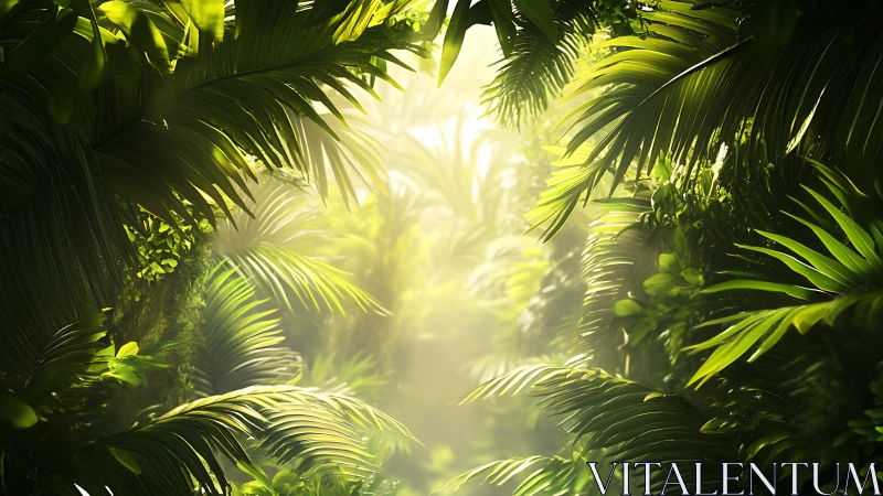 Sunlight Dancing Through Tropical Palms.