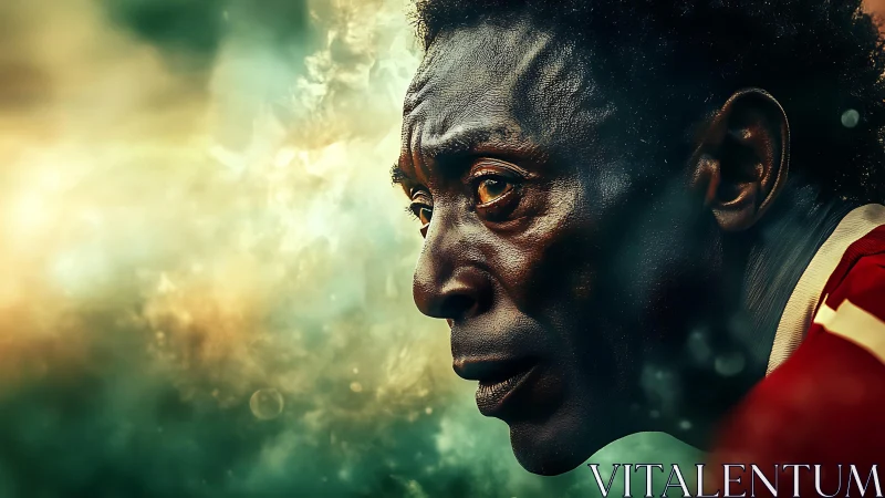 Close profile of focused older man in dramatic lighting