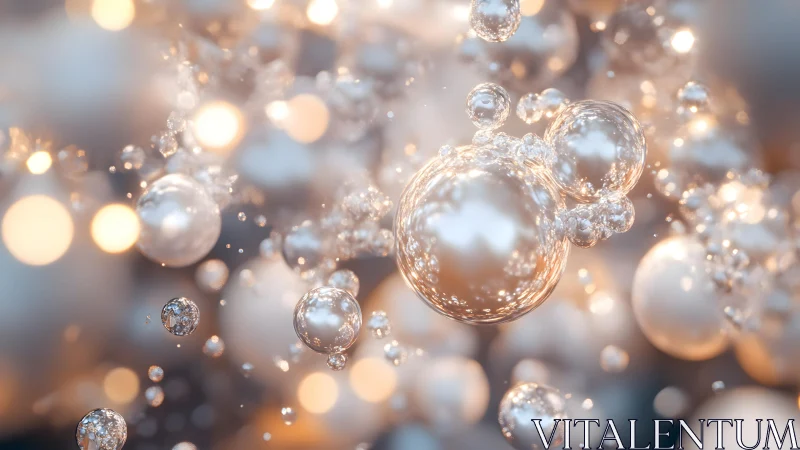 Shimmering Abstract Bubbles in Soft Focus Digital Art Style.