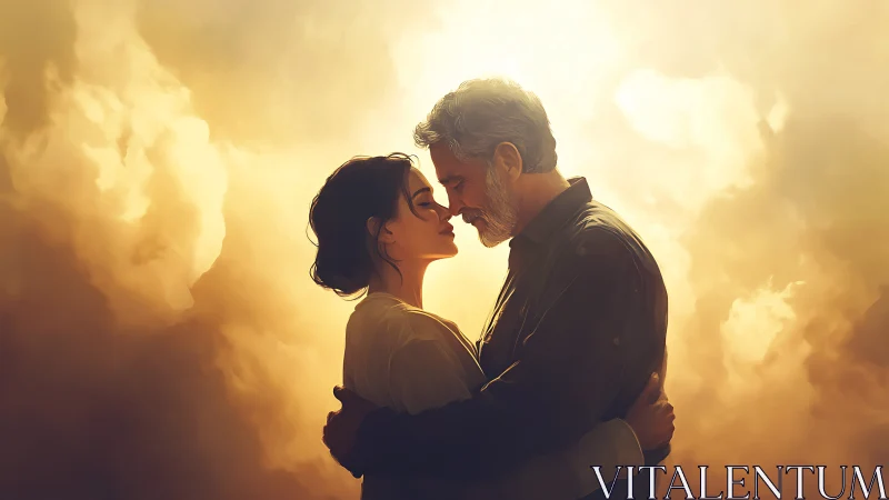 Sunset Embrace: Two Hearts Suspended in Golden Light.