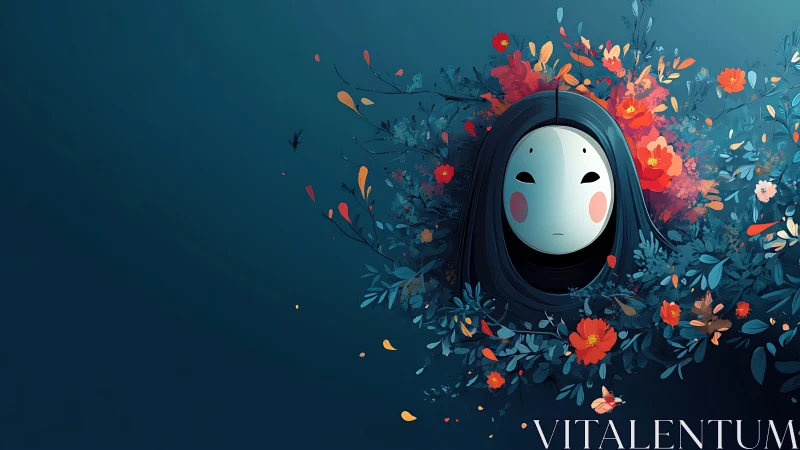 Masked spectral figure in floral vector diffusion field.