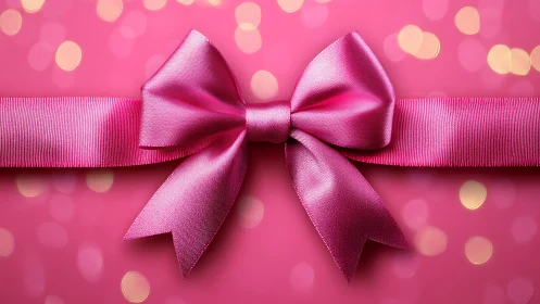 Elegant Pink Bow on Vibrant Backdrop with Soft Bokeh