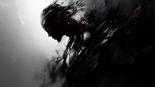 Shadowborn wraith erupts from darkness with ember eyes.