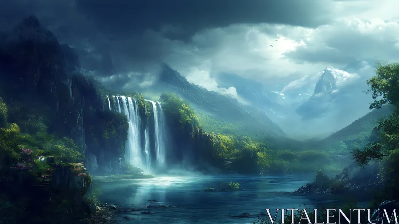 Mist-soaked waterfalls serenade a hidden emerald valley