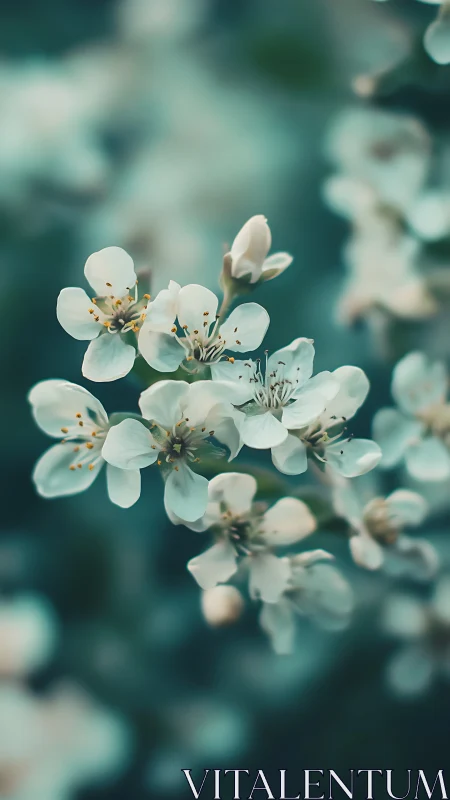 Delicate Petal Clusters: White Blossoms in Botanical Depth.