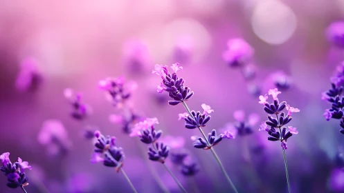 Lavender flowers in shallow focus field arrangement.