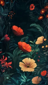 Luminescent Blooms Dancing Through Nocturnal Garden Reverie