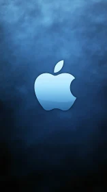 Apple Logo on Textured Blue Background.