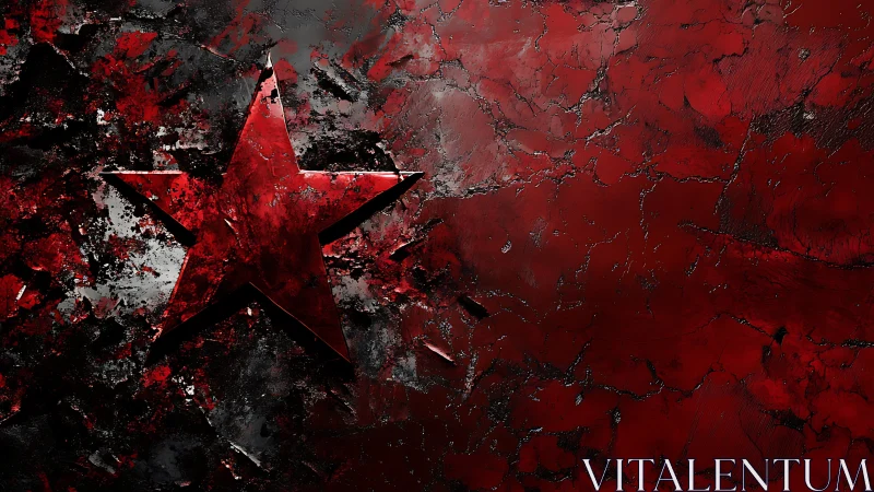 Red textured five-pointed star on distressed dark ground.