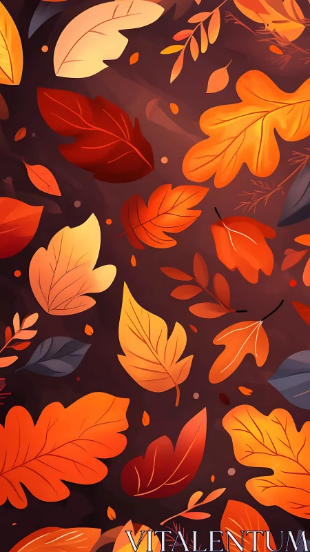 Autumn leaves pattern in warm orange and red tones.