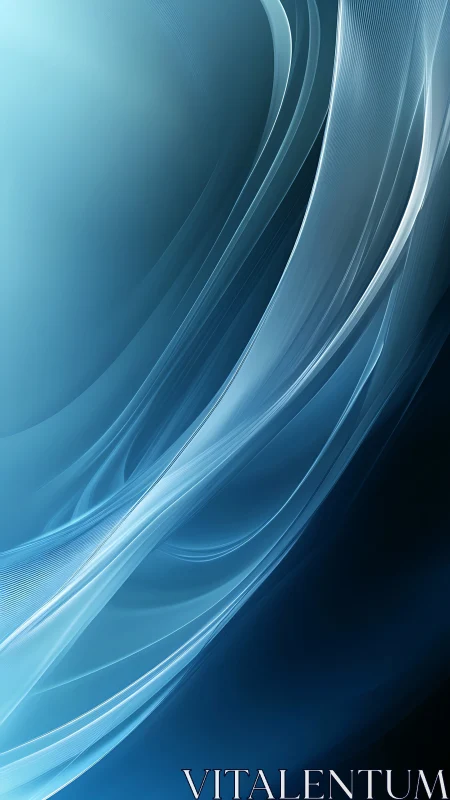 Curved Cyan Light Ribbons on Gradient Blue Vector Field.