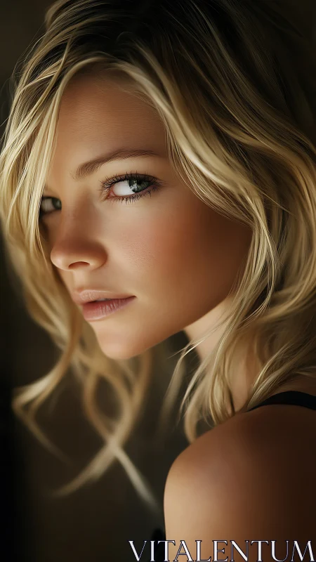 Soft golden portrait captures an intense sideways glance.