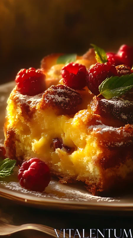 Sunshine Cake With Fresh Raspberries.