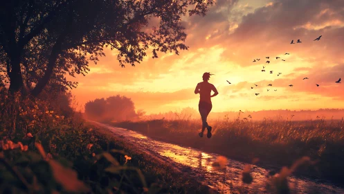 Golden sunrise run welcomes a peaceful, hopeful new day