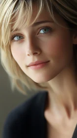 Soft-focus close portrait with shallow depth-of-field rendering.
