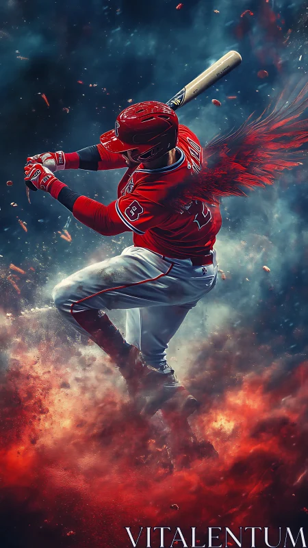 Explosive digital painting captures dynamic baseball swing moment