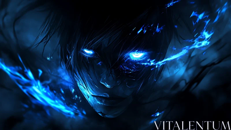 Neon void wraith portrait in high-contrast digital painting.