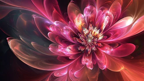 Fractal floral bloom with luminous radial petal architecture.