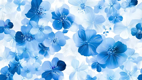 Radiant Blue Blooms Floating in Light.
