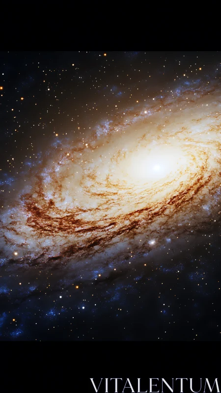 Spiral galaxy glows in dense starfield of deep space