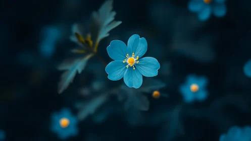 Cerulean Blooms Dance Through Twilight's Velvet Canvas