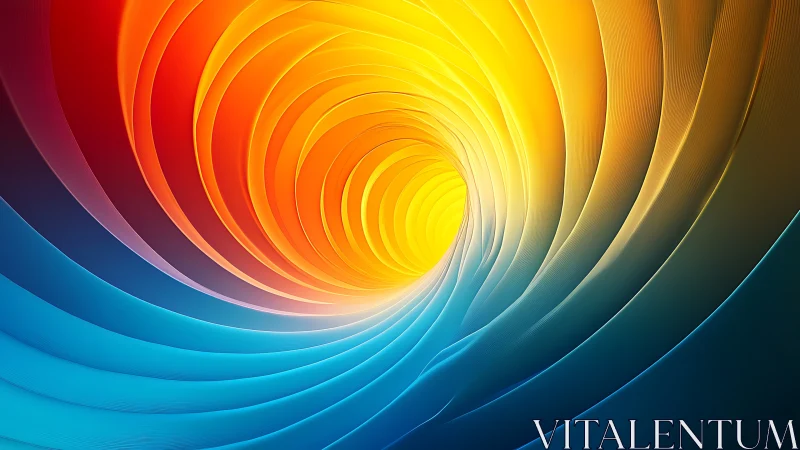 Color tides spiral inward and carve a tunnel of warmth