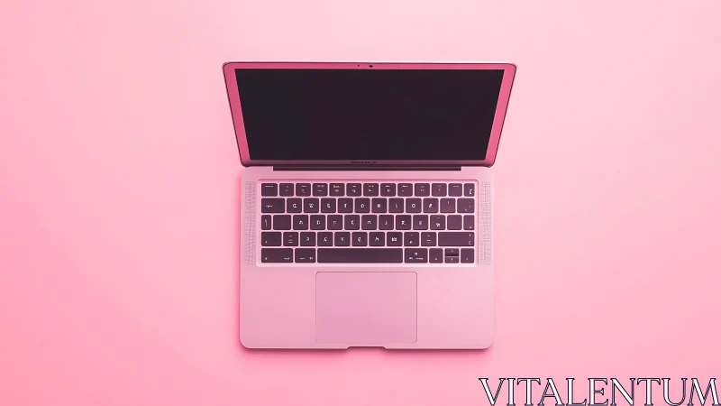 Top-down analysis of aluminum laptop on saturated pink field.