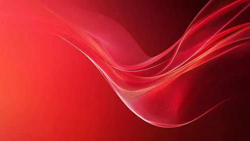 Abstract red flowing wave design with smooth gradient background.