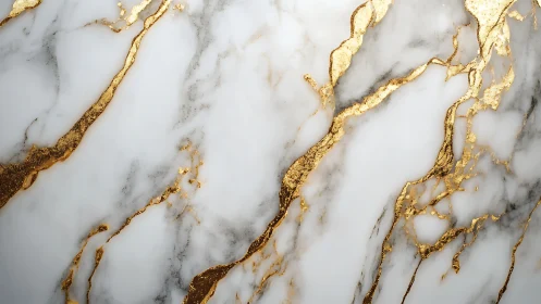 Luxurious white marble veined with molten metallic gold