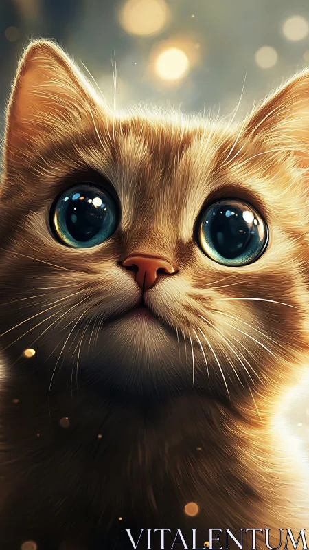 Luminous-Eyed Feline Creature Gazes with Mesmerizing Wonder.