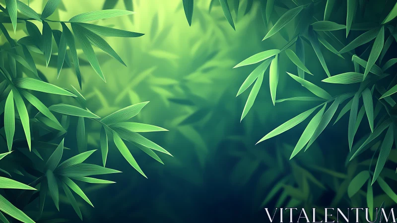Layered bamboo foliage rendered with soft depth-of-field lighting