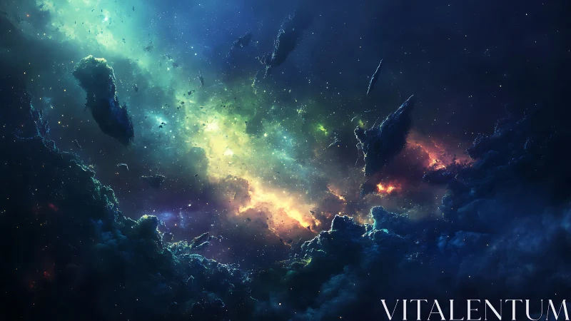 Volumetric nebula clouds and fractured asteroids in high-energy void