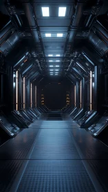 Silent starship corridor humming toward the event horizon.