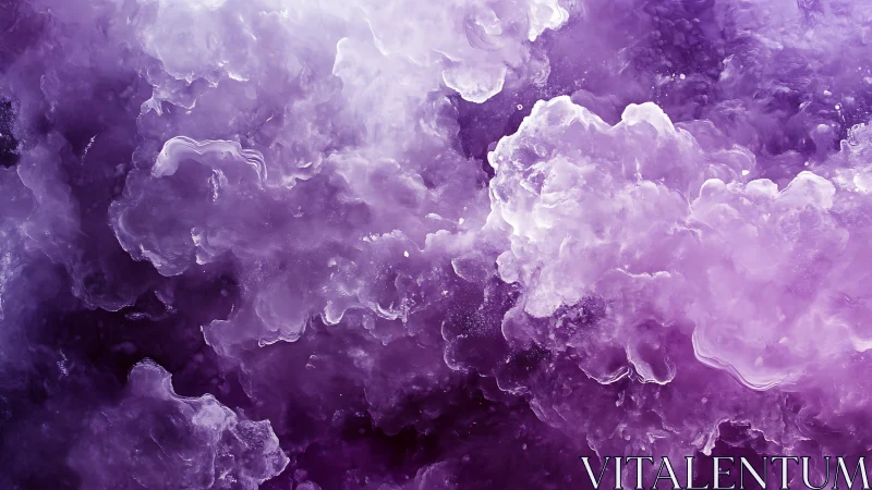 Purple fluid clouds forming abstract vapor-like clusters.