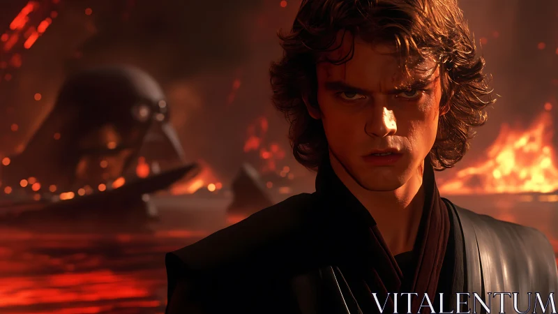 Storm-lit warrior gazes into fire and uncertain destiny.