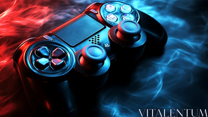 Neon Duelist's Arsenal: Red & Blue Energy Clash.