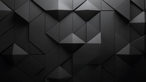 Geometric black 3D panels form angular low relief surface