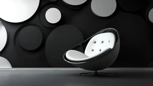 Modernist furniture design render with elliptical seating form
