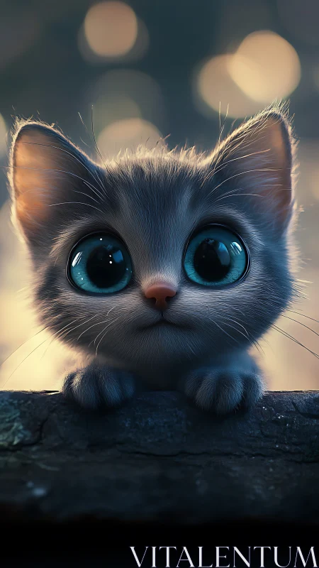 Luminous Blue-Eyed Cat in Warm Golden Light