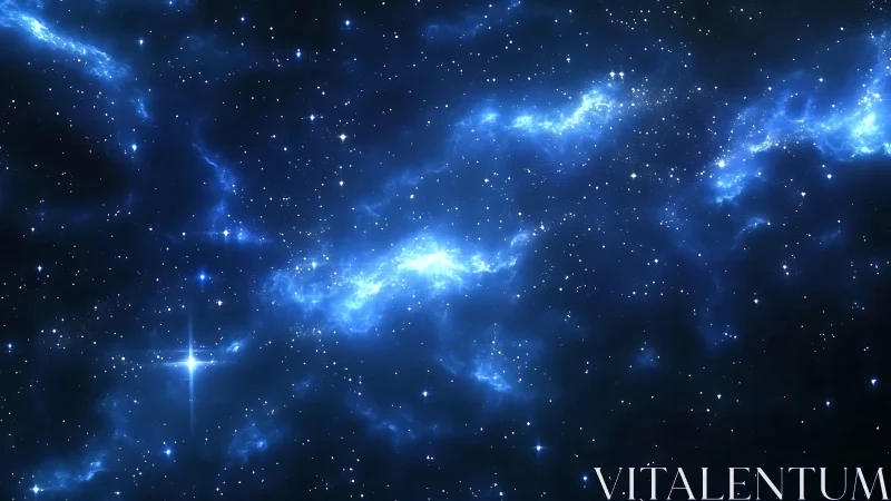 Starlit nebula rivers drift through deep electric midnight.