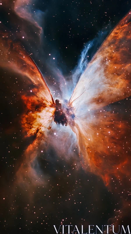Celestial butterfly nebula unfurling glowing cosmic wings.