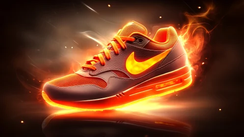 Fiery orange sneaker glows with bold energy and motion