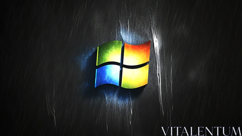 Windows style logo on dark textured digital background.