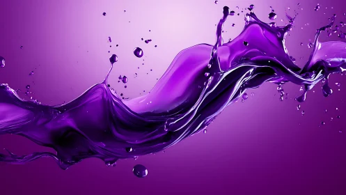 Vivid Purple Liquid Splash in Motion on Gradient Background.