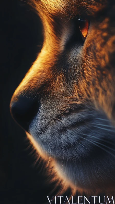 Golden Fox Portrait. Dramatic Backlighting.