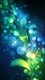 Bioluminescent leaves swirl through glowing aqua orbs tonight